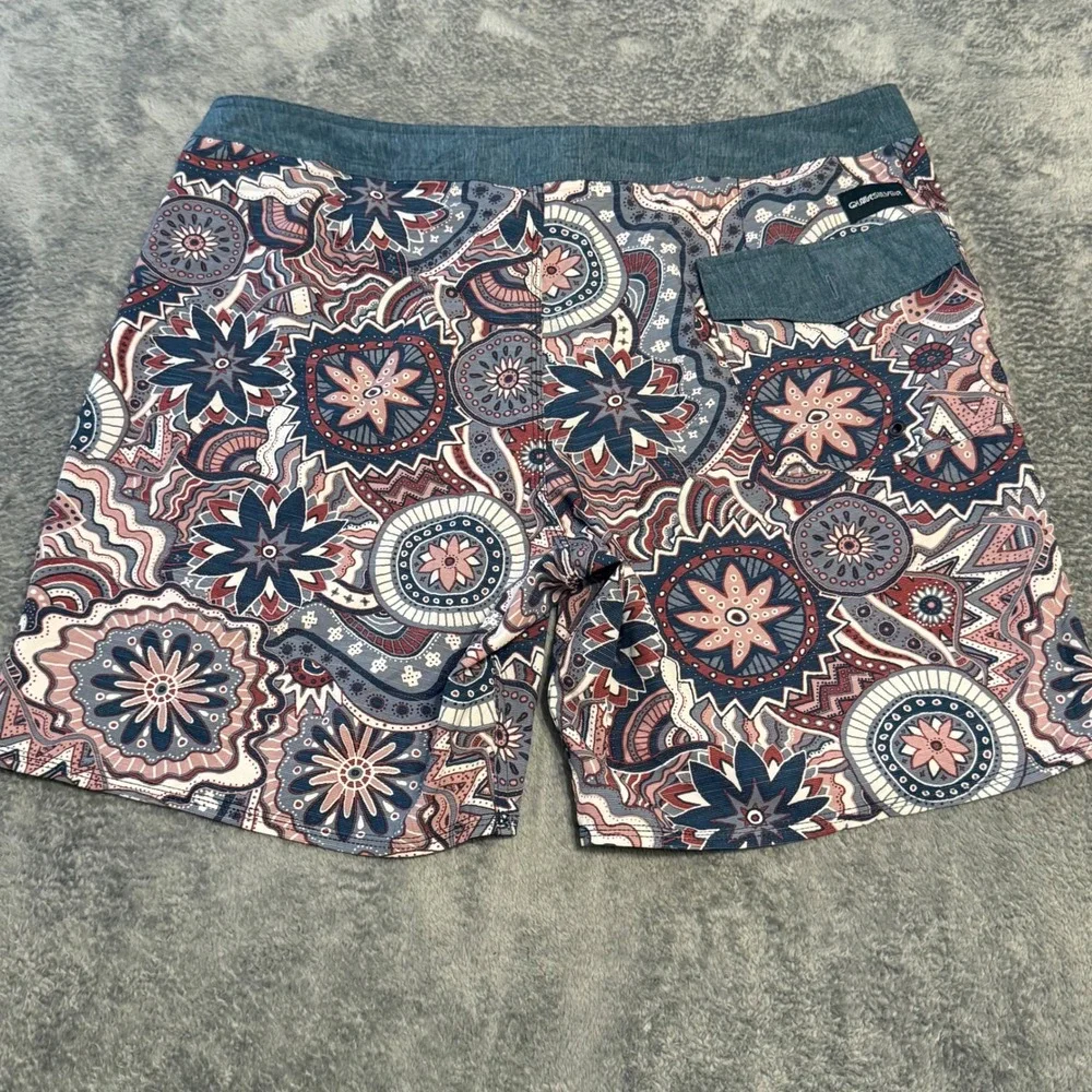 Quiksilver‎ Highline Board Shorts Mens 38 Repreve Stretch Mandala Print Blue